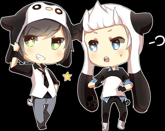 Chibi_ Anime_ Boys_in_ Animal_ Hoodies PNG