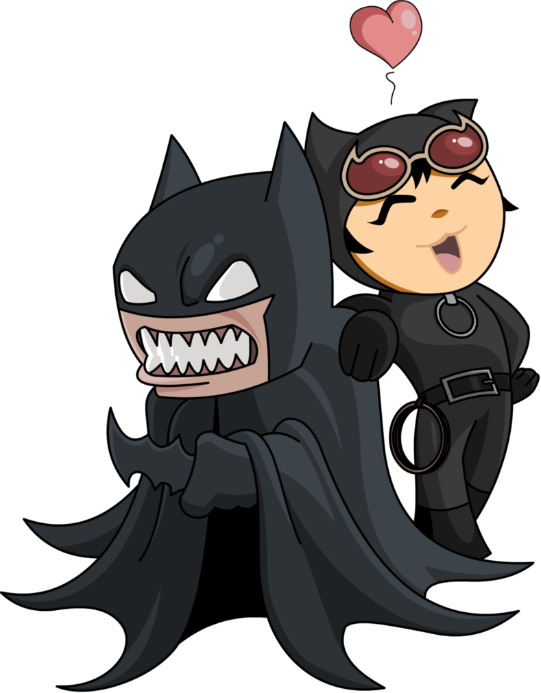 Chibi_ Batman_and_ Catwoman_ Love PNG