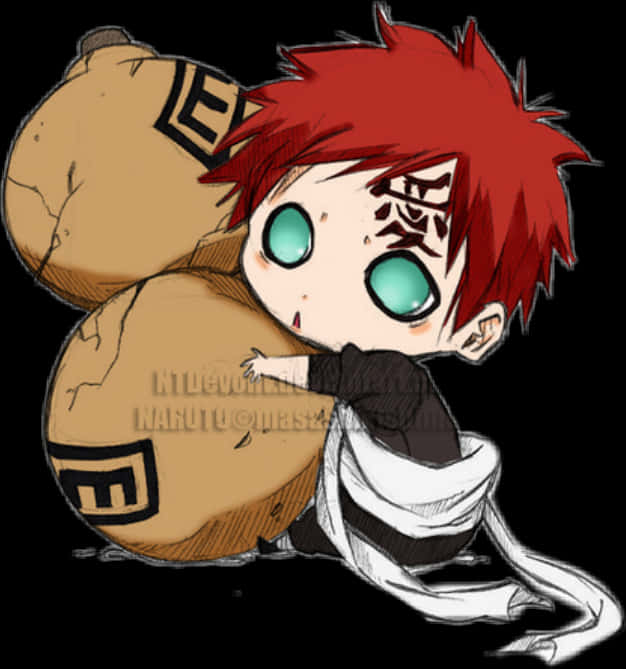 Chibi_ Gaara_with_ Sand_ Gourd PNG