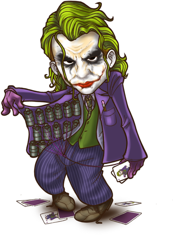 Chibi_ Joker_with_ Cards_and_ Grenades PNG