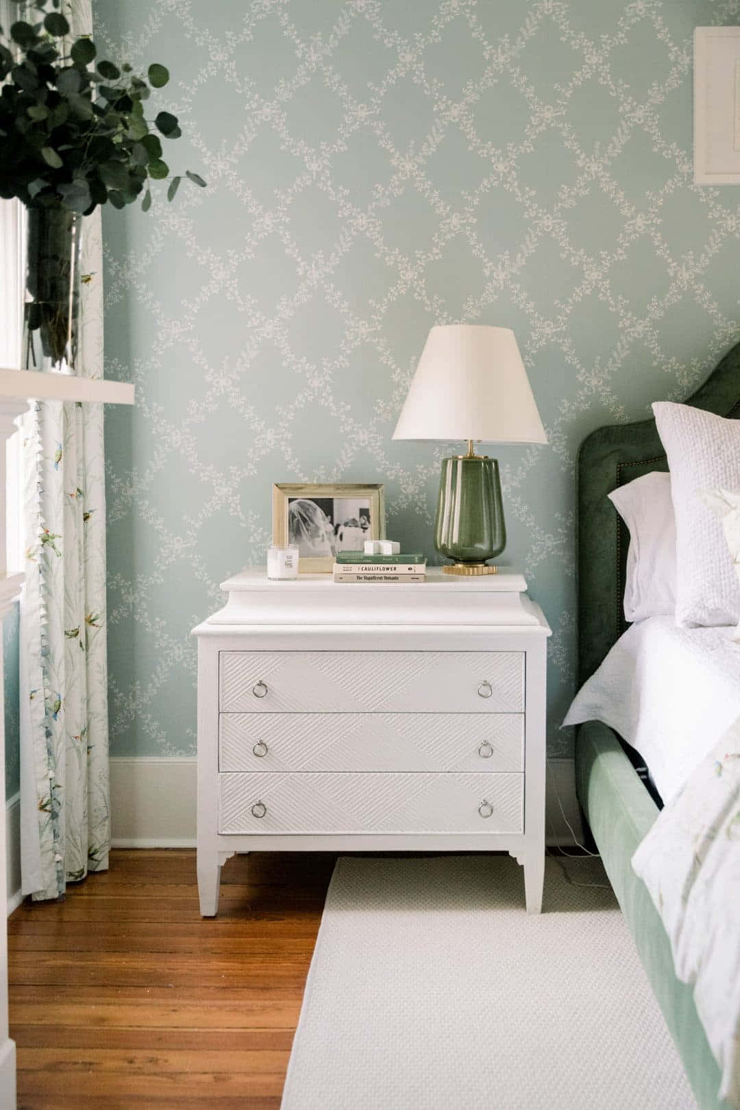 Chic Bedside Table Wallpaper