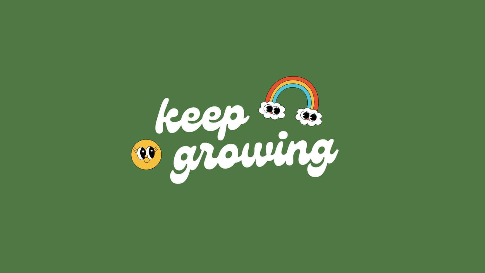 Logotipode Keep Growing Con Un Arco Iris Y Una Cara Sonriente Fondo de pantalla