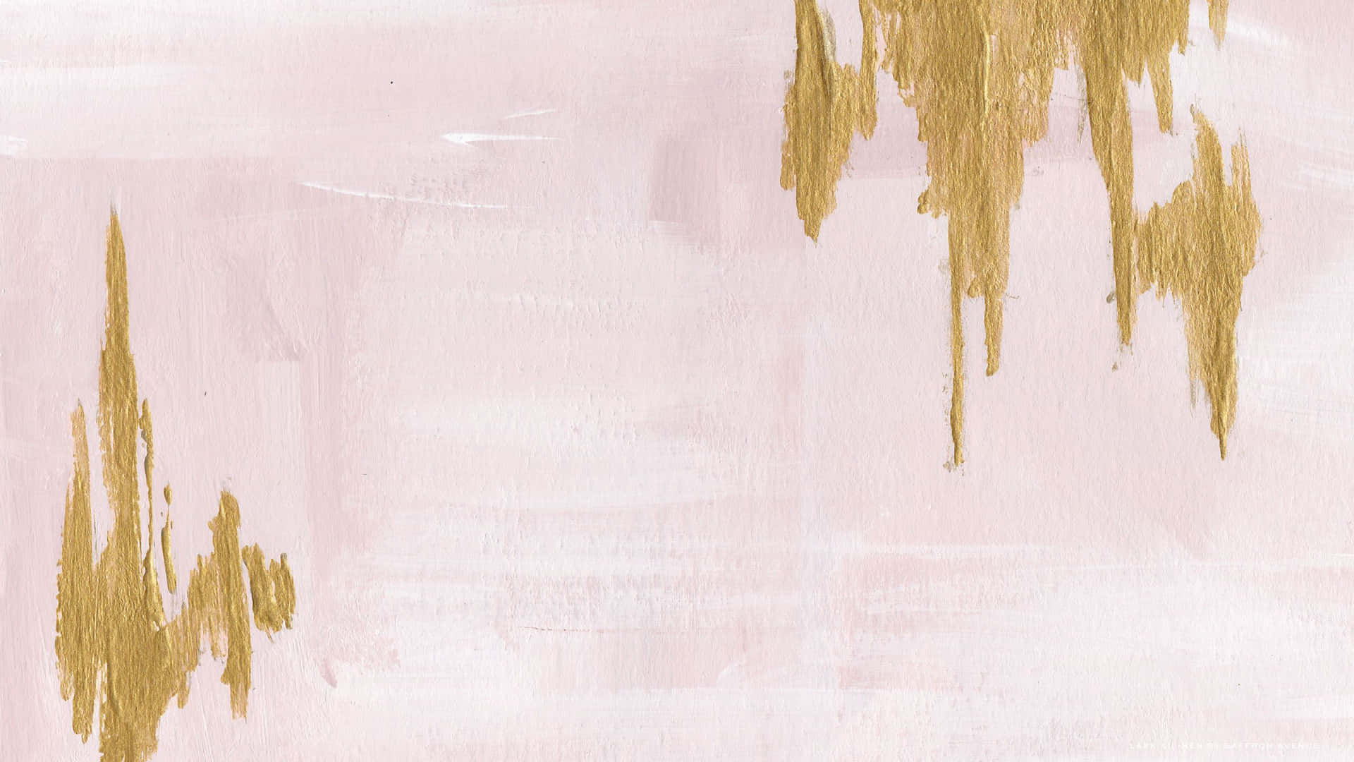 A Painting With Gold And Pink Paint On It Wallpaper