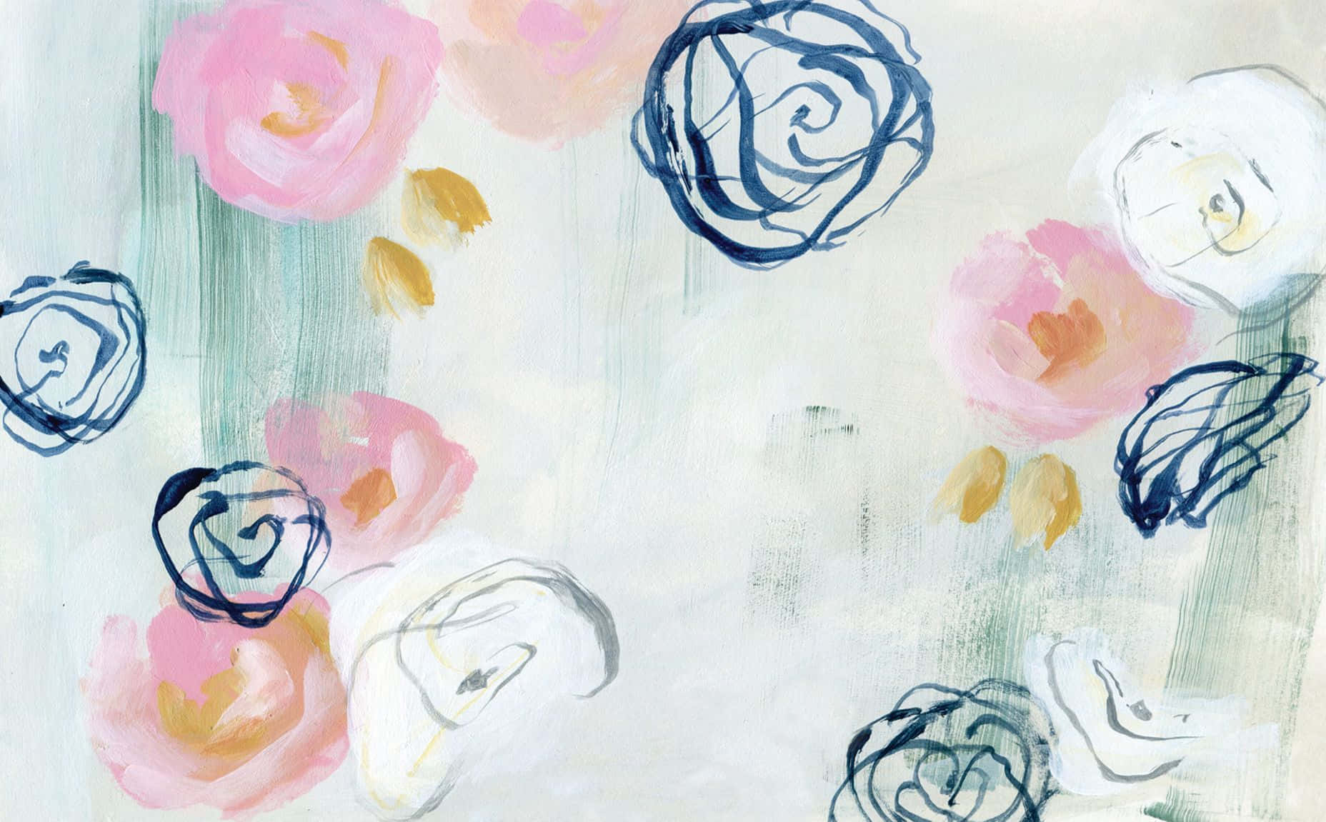Chic Flower Painting Wallpaper