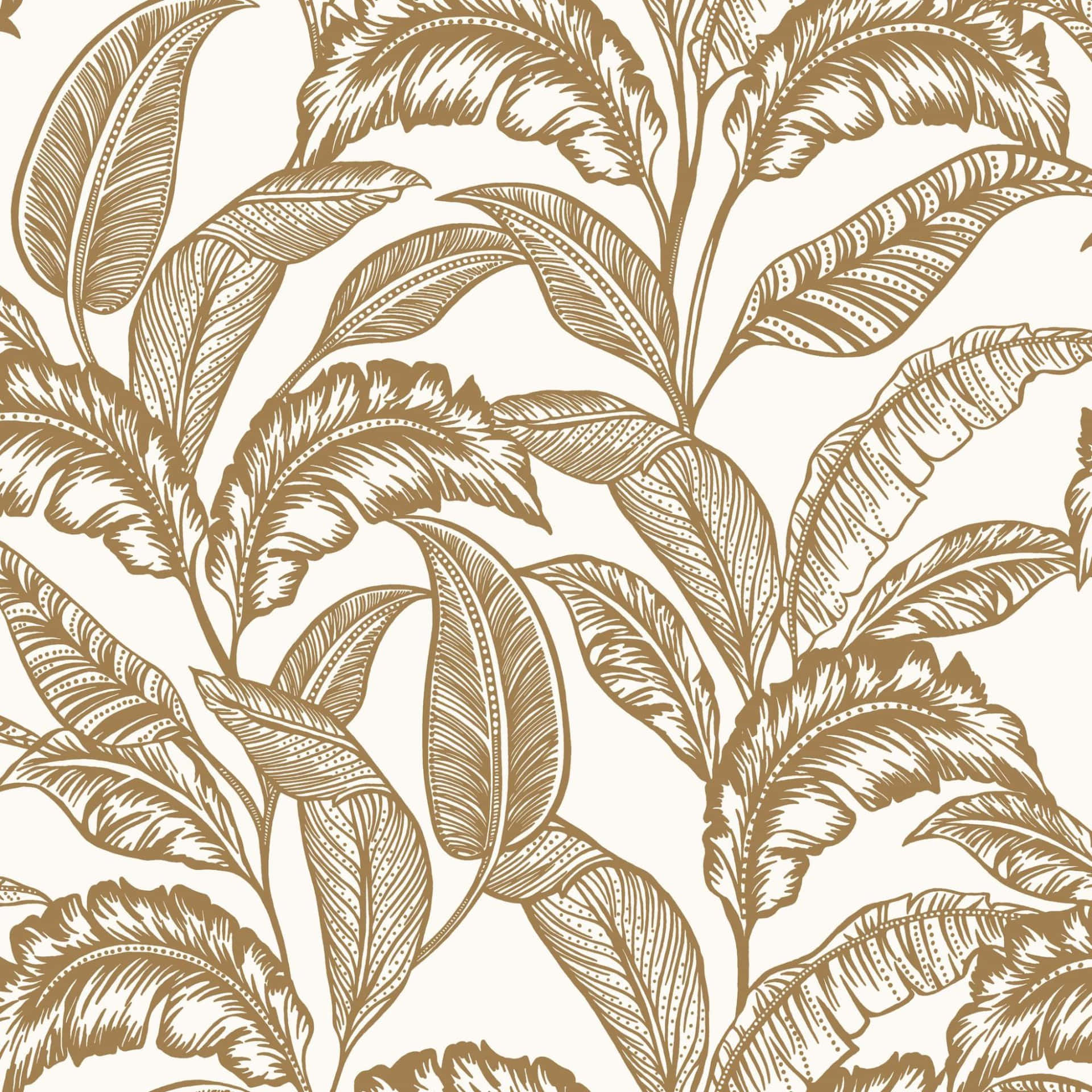 Chic Gold Outlines Of Leaves Wallpaper
