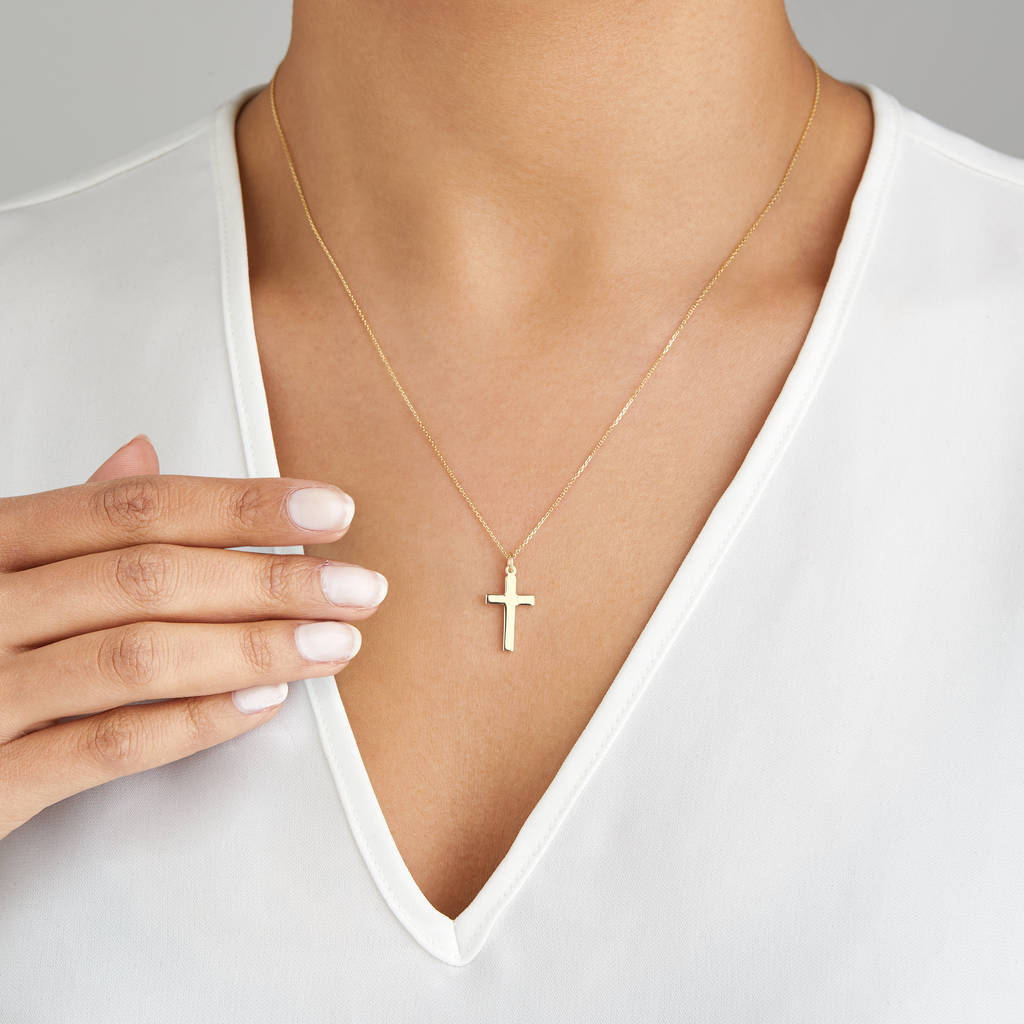 Chic Golden Christian Cross Necklace Background