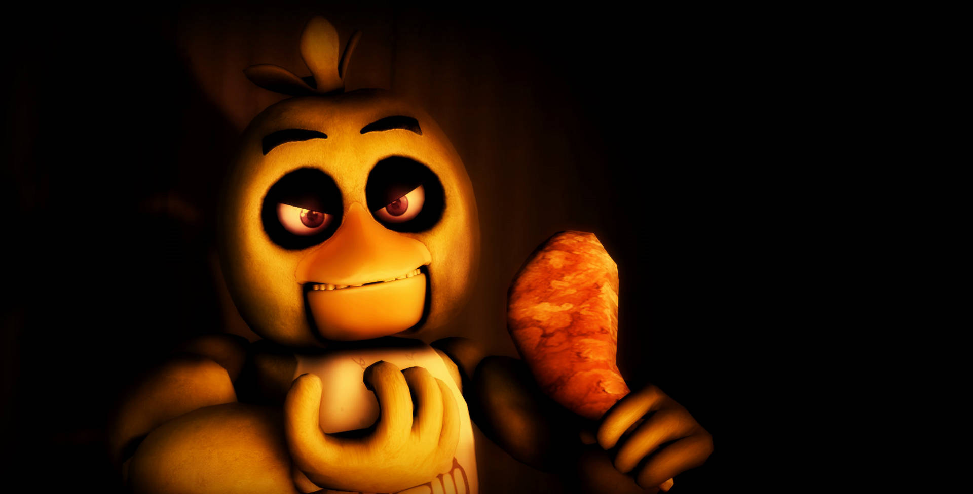 Chica FNAF With Fried Chicken Wallpaper