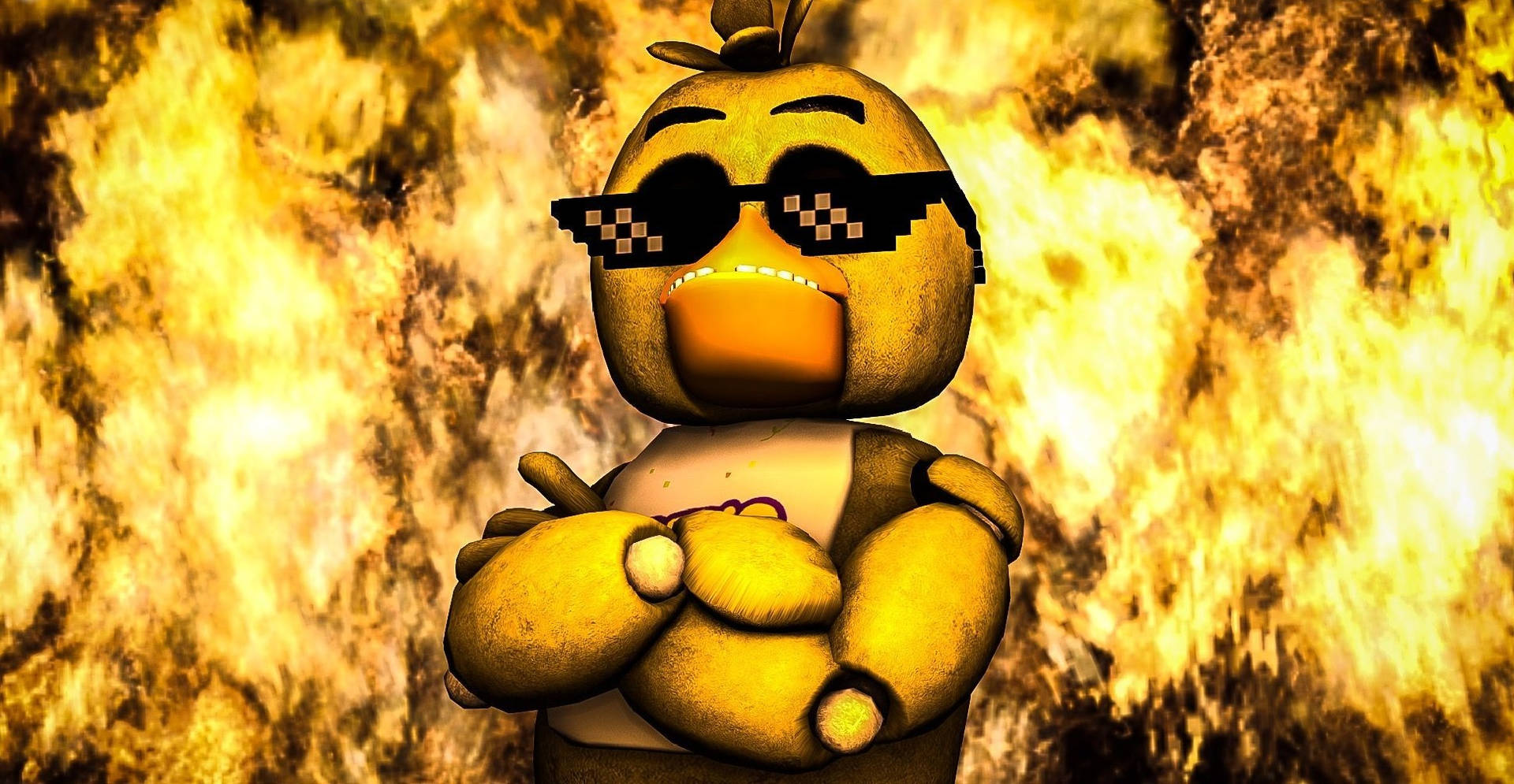 Chica FNAF With Thug Glasses Wallpaper