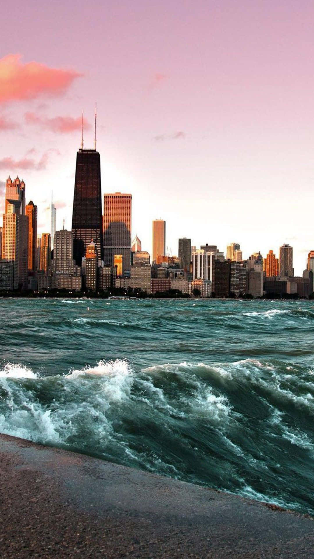 Dieatemberaubende Skyline Des Magnificent Mile Von Lake Michigan In Chicago.