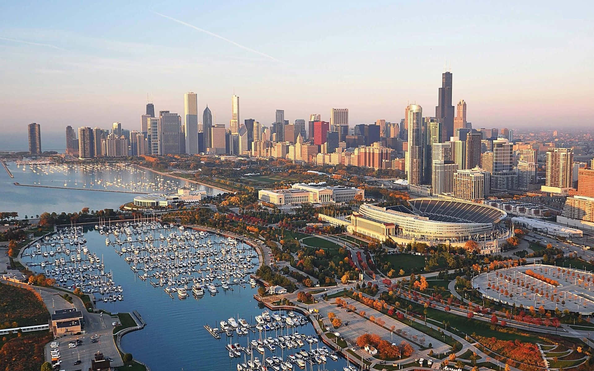 Etikonisk Udsigt Over Chicagos Skyline
