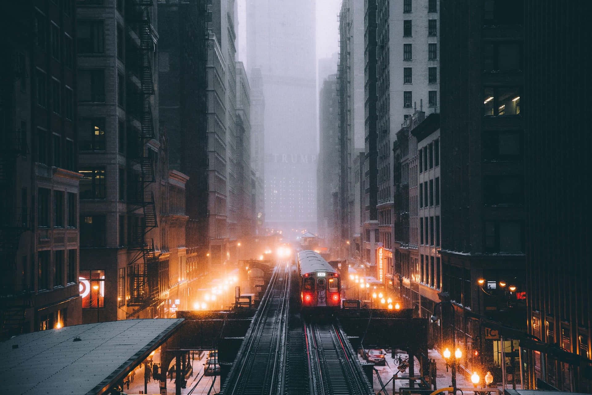 Vågautforska Den Livfulla Staden Chicago På Natten