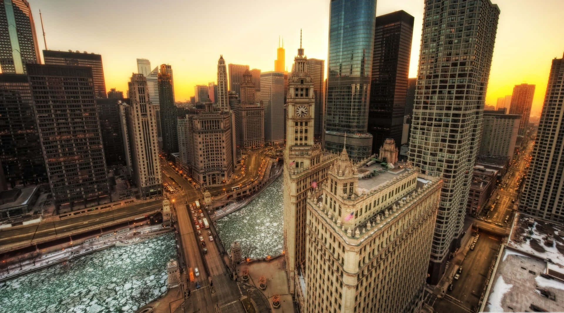 Skylinevon Chicago Entlang Des Sees