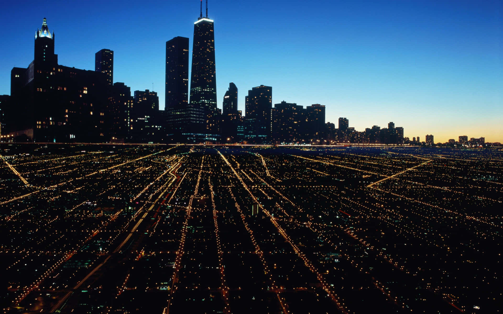 A bird's eye view of beautiful downtown Chicago