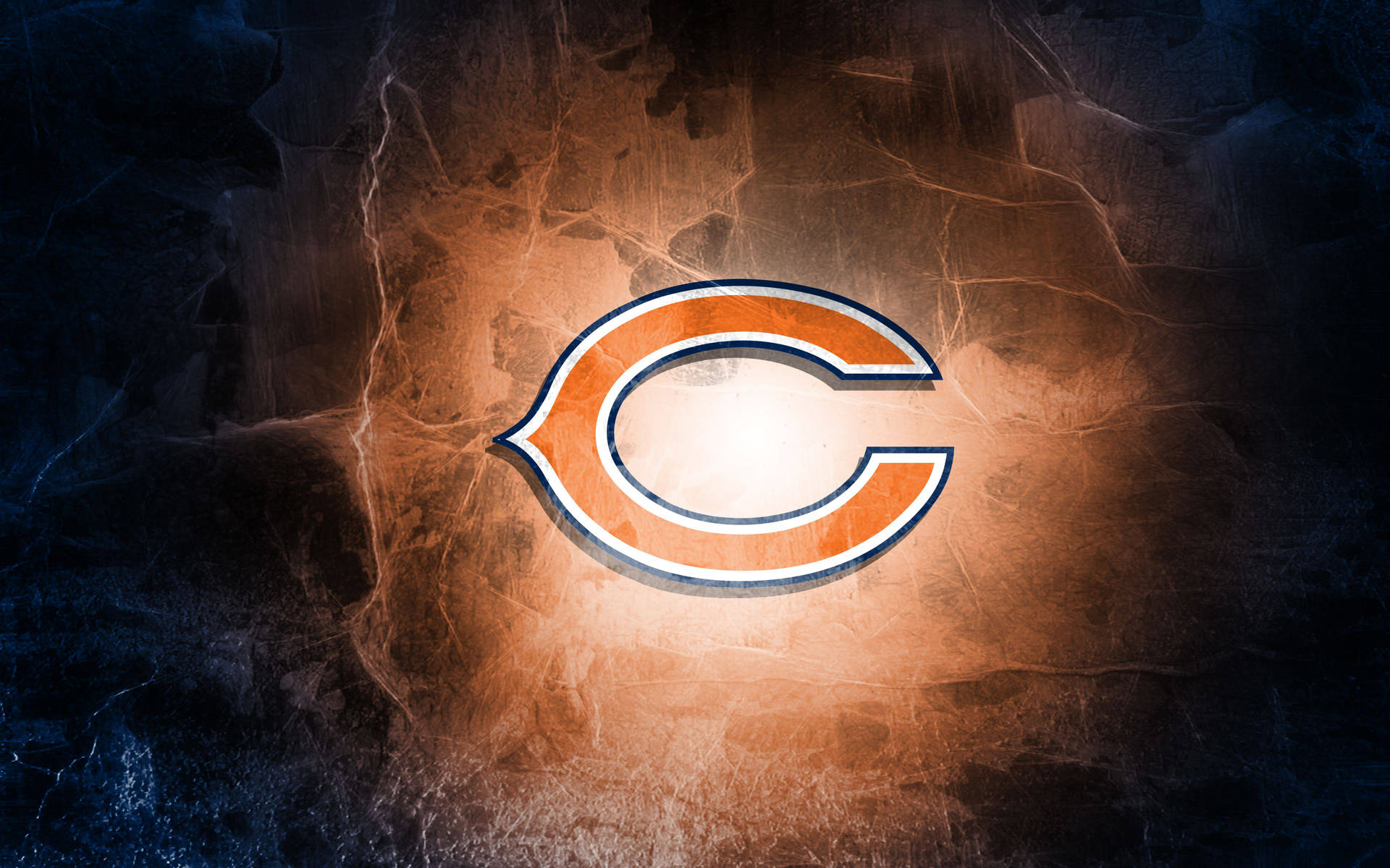 The Iconic Chicago Bears C Glowing Up the Evening Wallpaper