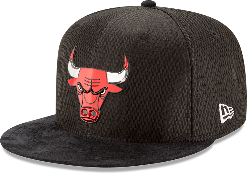 Chicago Bulls Black Flat Brim Hat PNG