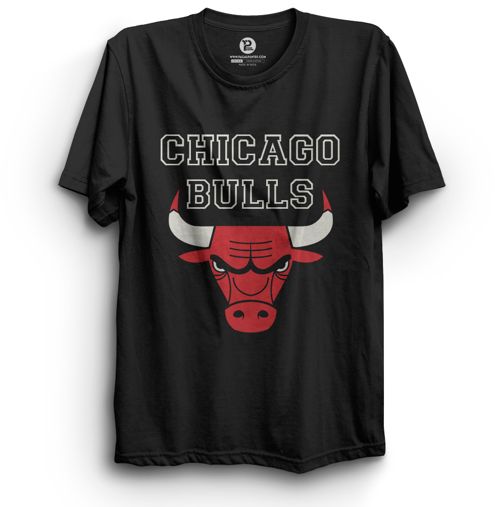 Chicago Bulls Black T Shirt Graphic Design PNG