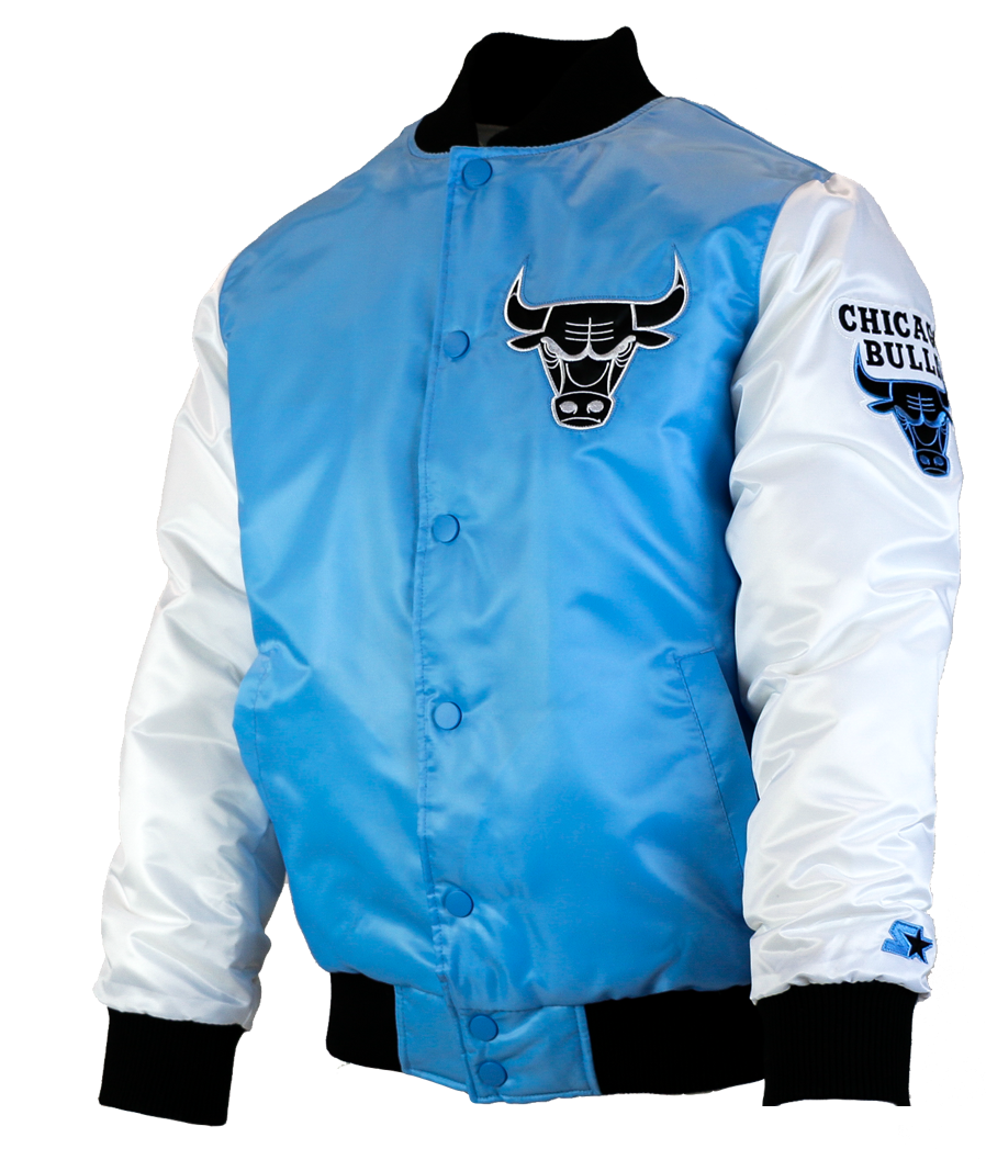 Chicago Bulls Blueand White Varsity Jacket PNG