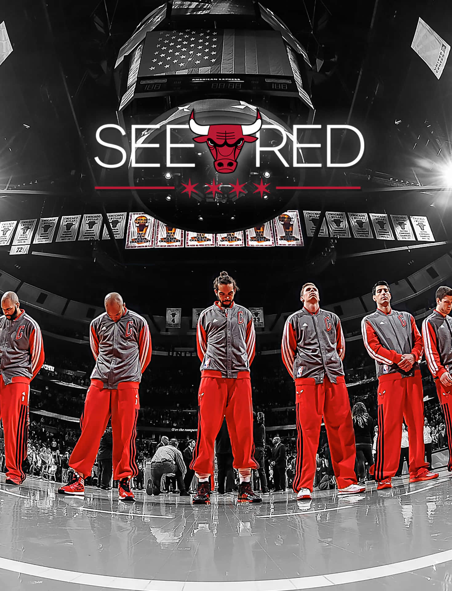 "A showcase of the legendary Chicago Bulls logo on an iPhone Wallpaper