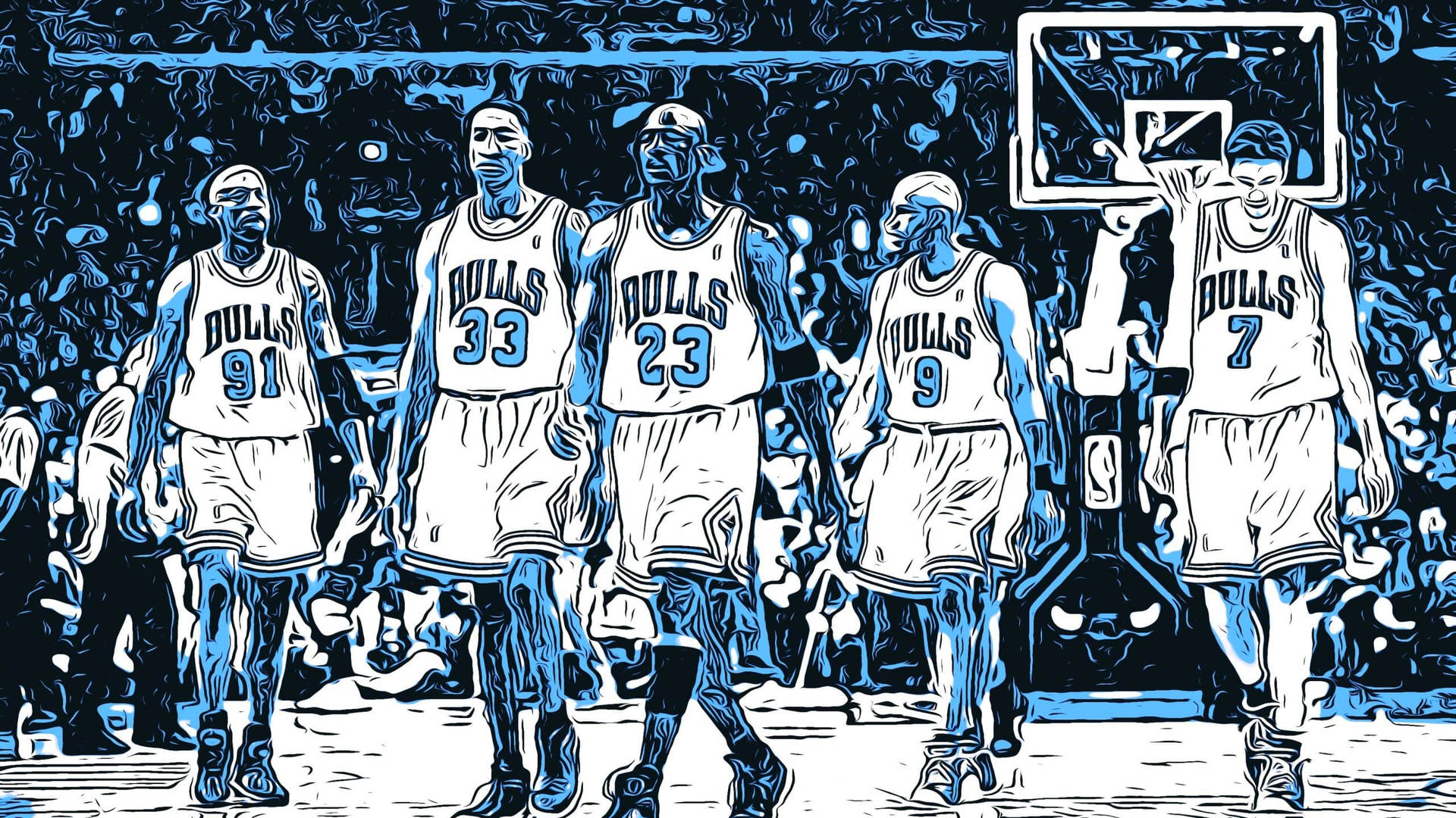 Chicago Bulls Monochromatic Blue Illustration Wallpaper