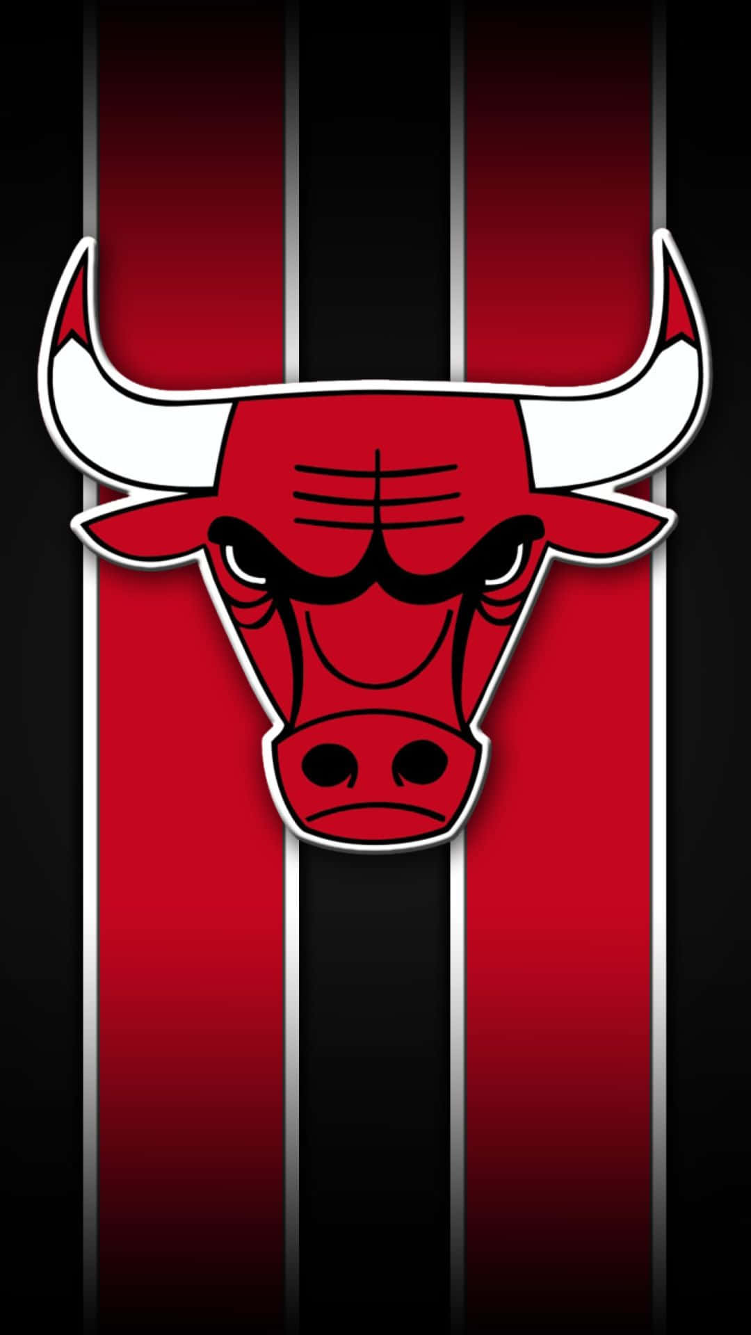 Chicagobulls-logo Auf Zwei Roten Streifen Handy Wallpaper