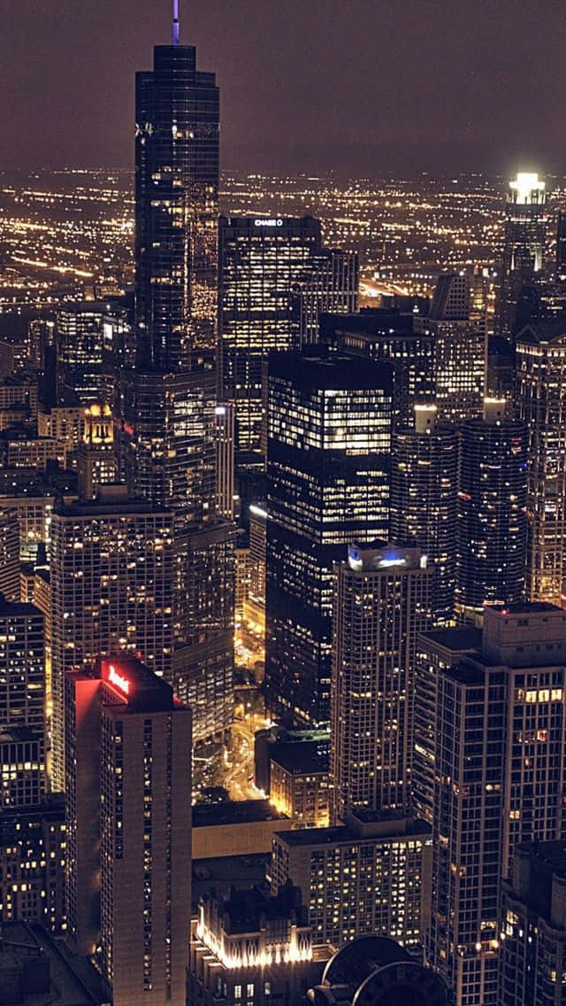 Chicago City Night Tall Buildings Wallpaper