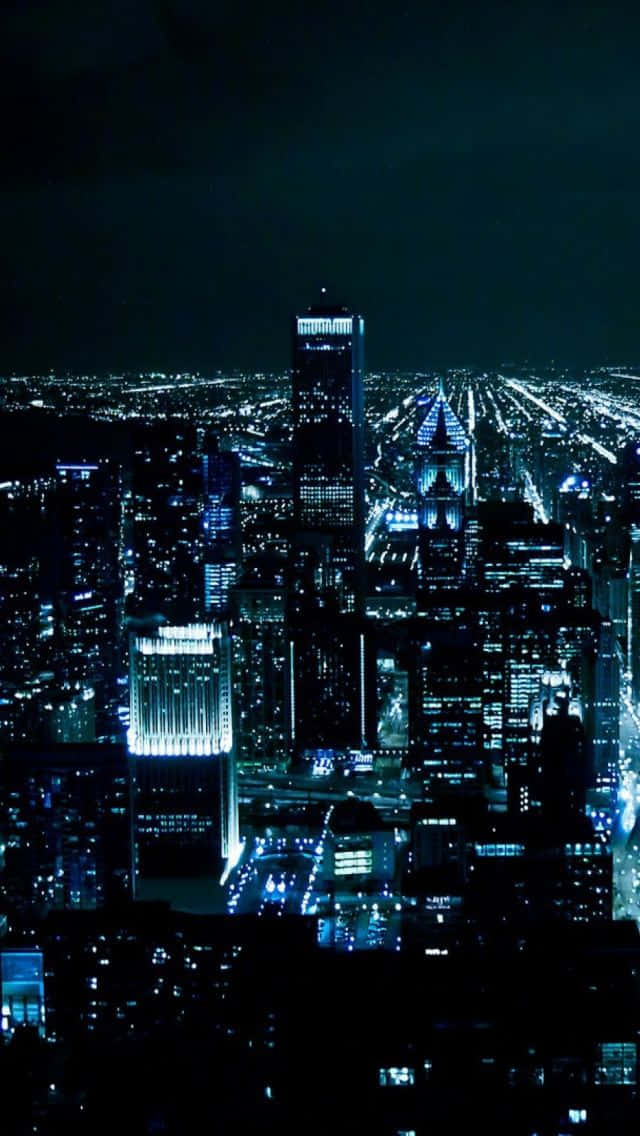 Nocheen La Ciudad De Chicago Con Tonos Azules Fondo de pantalla