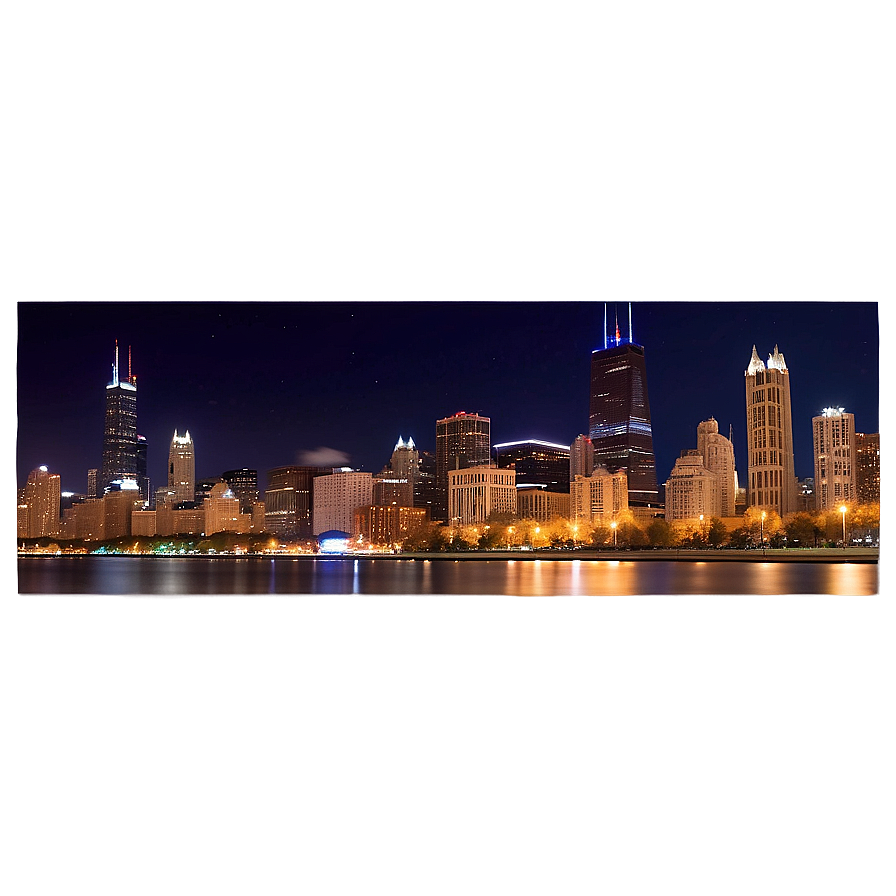 Chicago City Night View Png 06202024 PNG