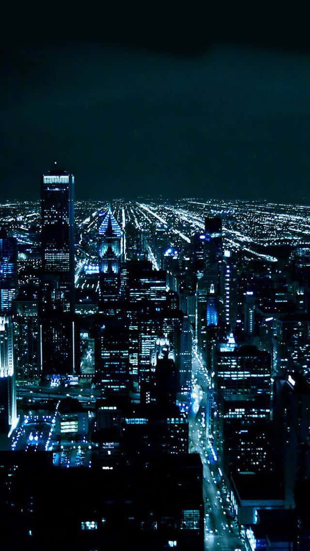 Luciblu Città Di Chicago Di Notte. Sfondo