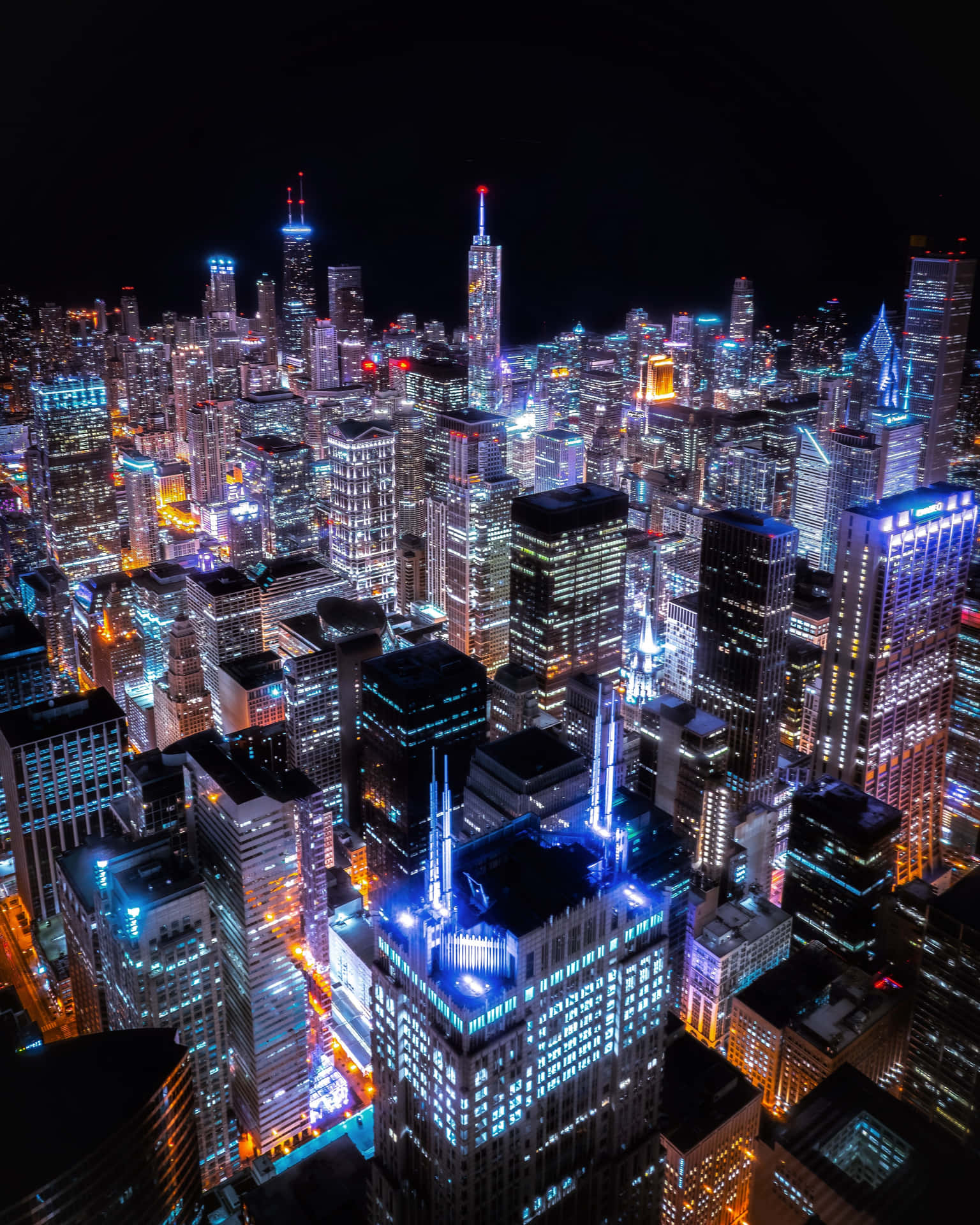 Chicago Skyline At Night Wallpaper