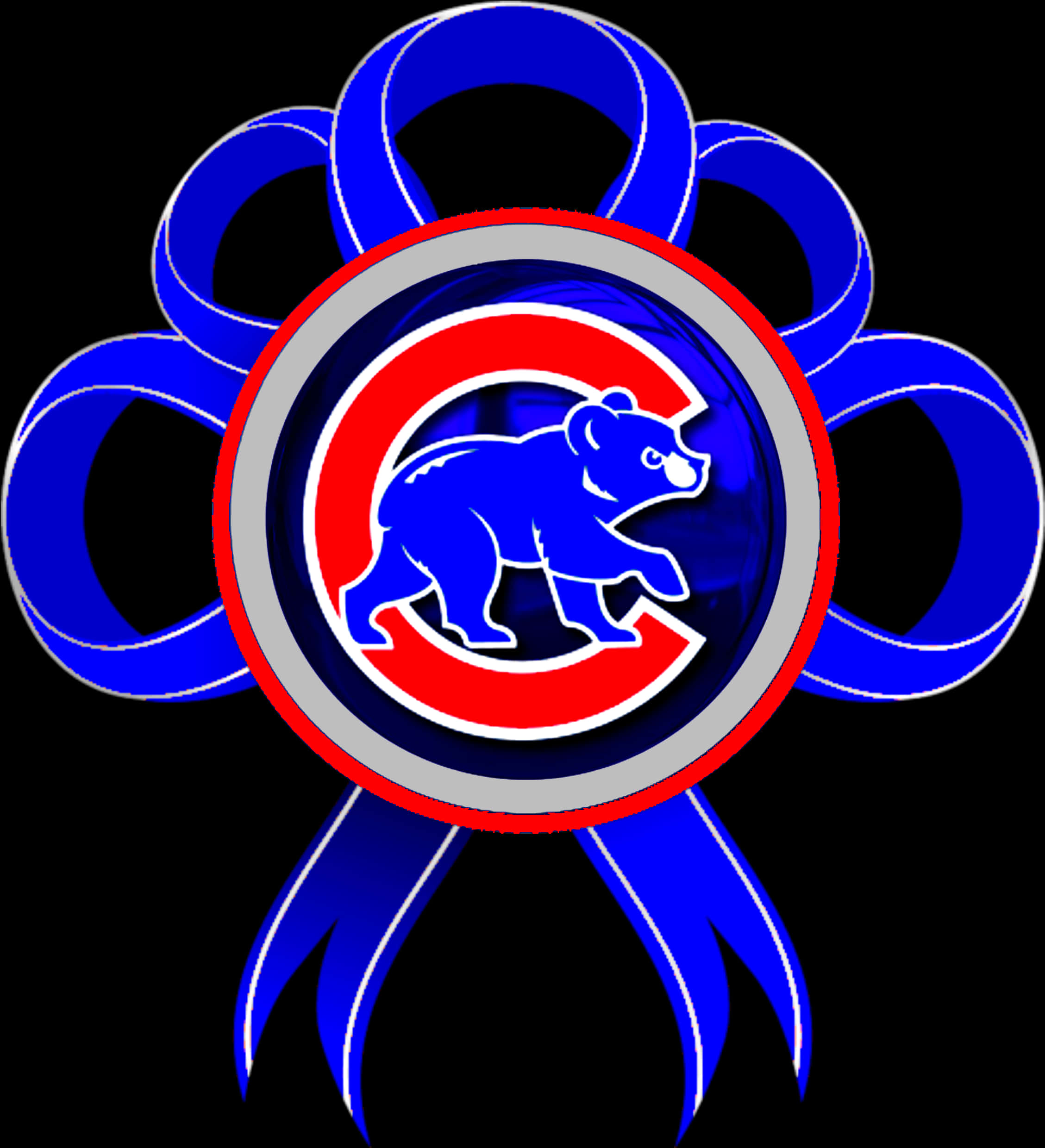 Chicago Cubs Logo Floral Design PNG