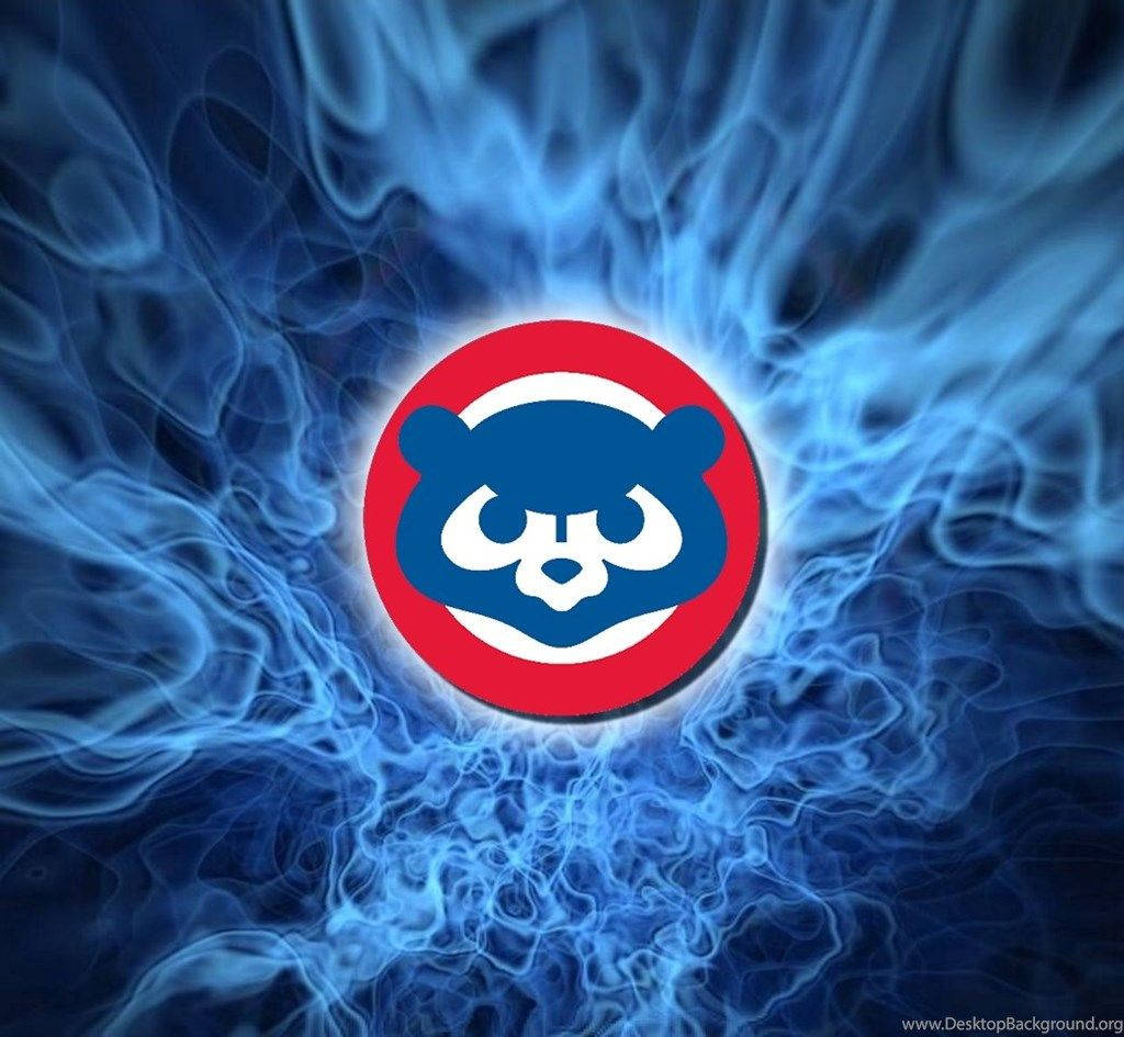 Chicago Cubs Logo On Blazing Fire Wallpaper