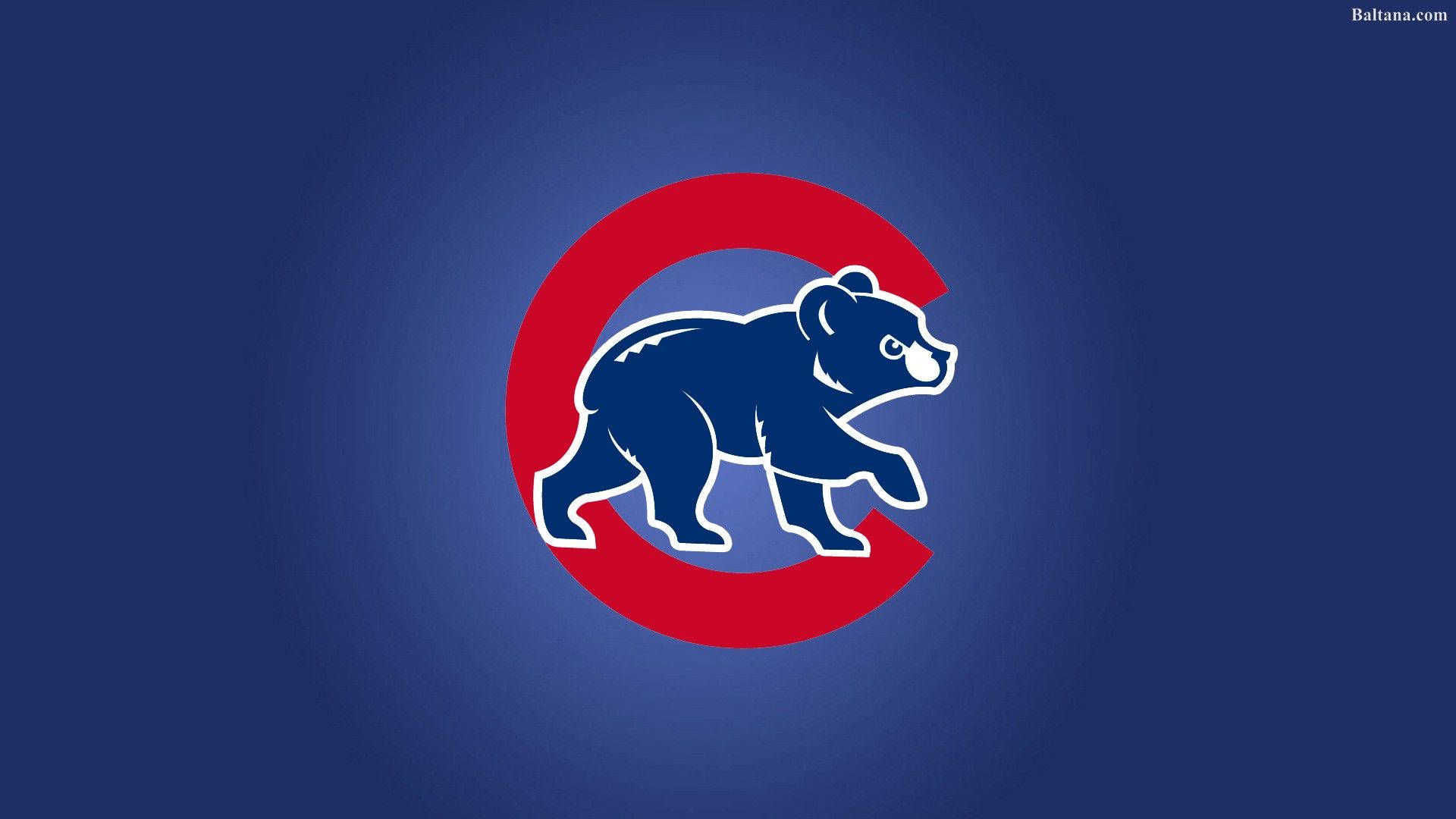 Chicago Cubs Logo On Gradient Blue Wallpaper