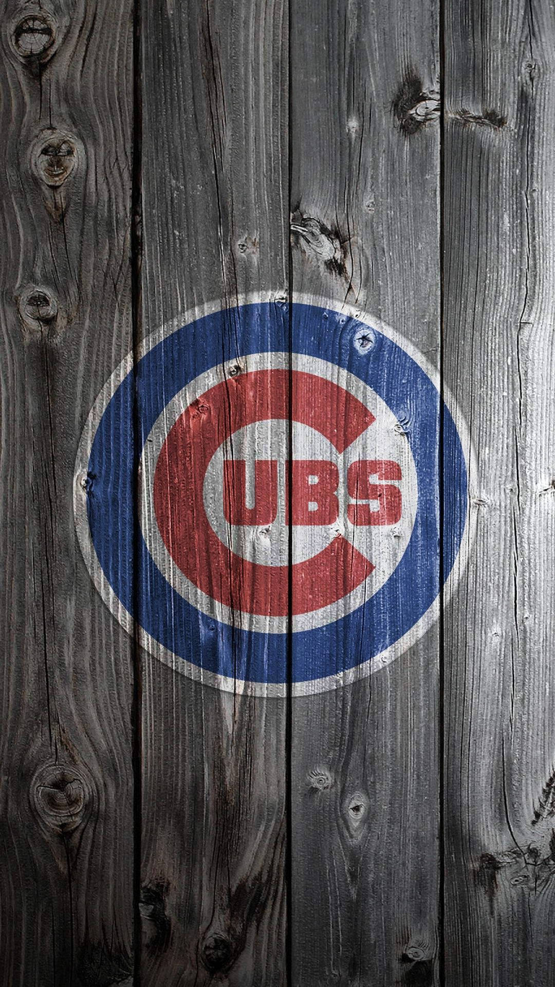 Chicago Cubs Logo On Wood Wallpaper