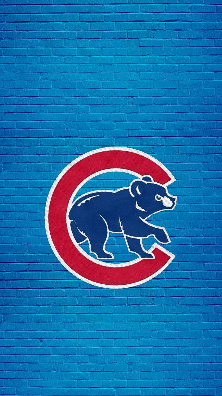 Chicago Cubs On Blue Wall Wallpaper