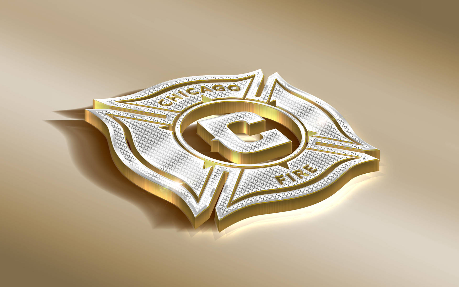 Chicagofire Logo In Gold Und Weiß Wallpaper