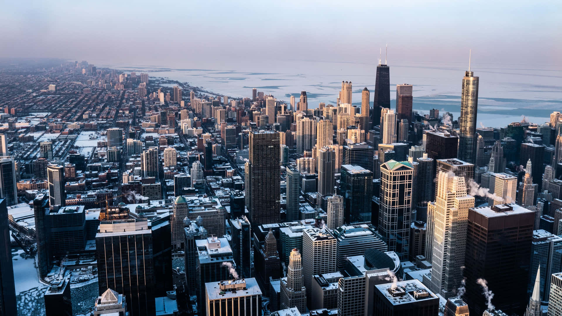 •chicagoer Skyline Reflektiert Im Lake Michigan