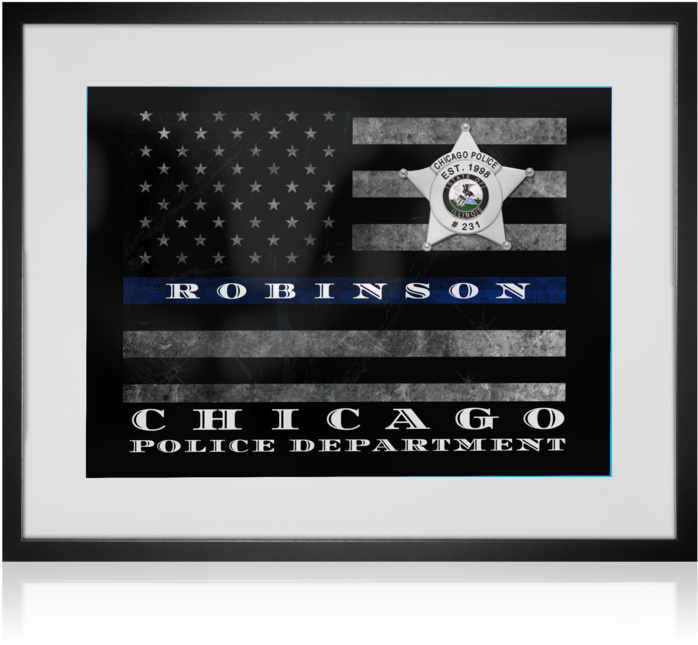Chicago Police Department Thin Blue Line Flag Art PNG