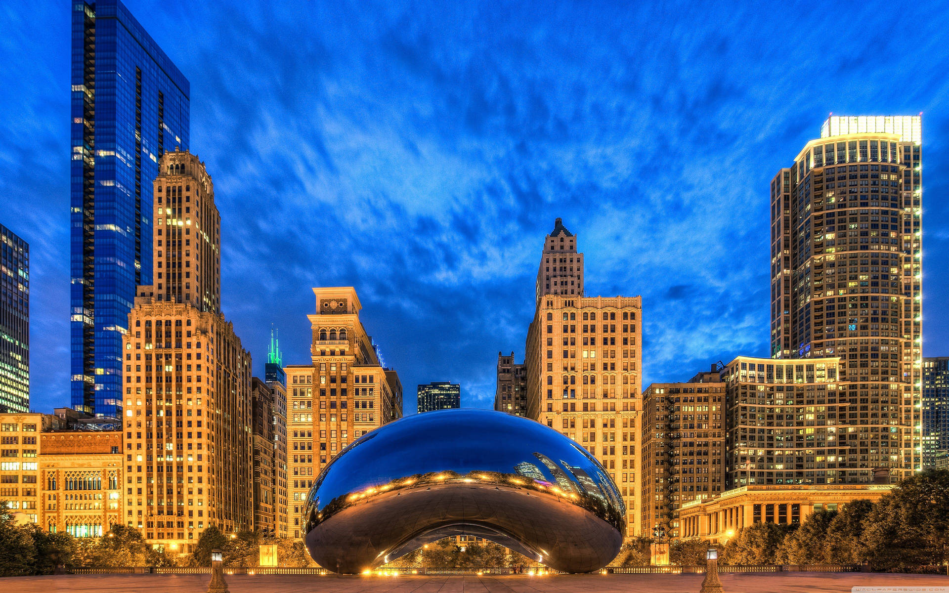 Chicago's Cloud Gate Blue Sky
