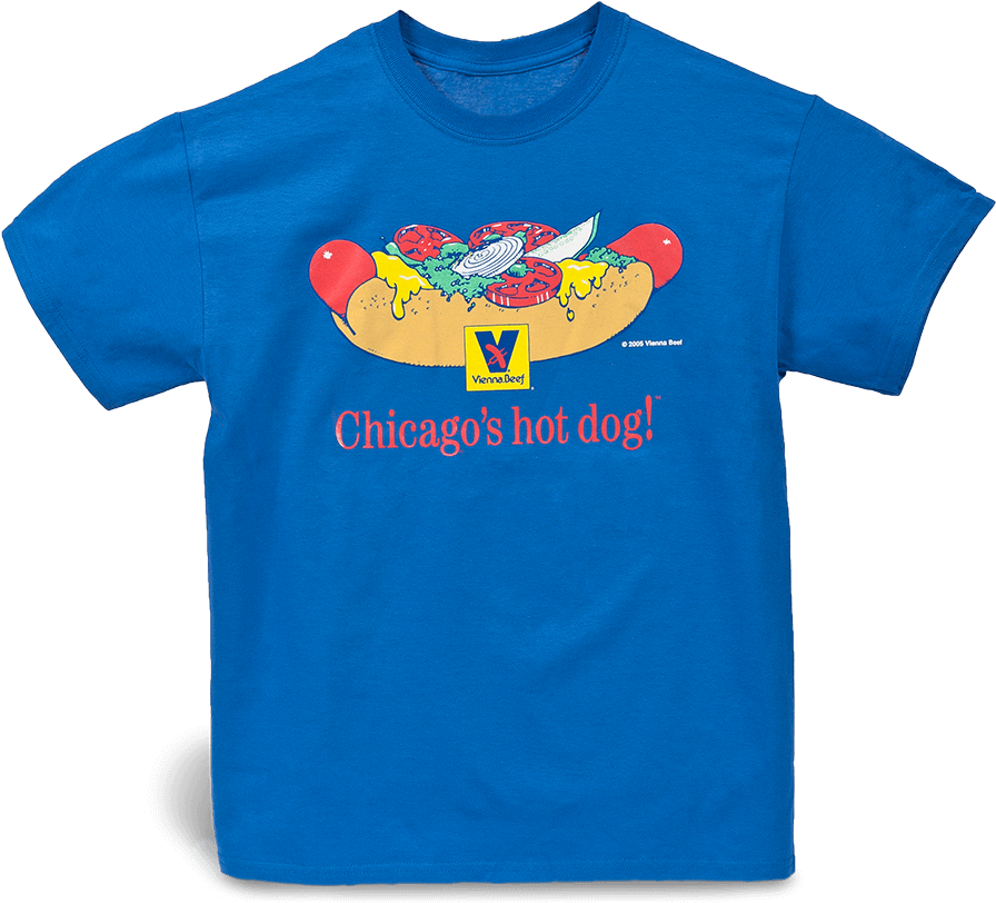 Chicagos Hot Dog Blue Shirt PNG