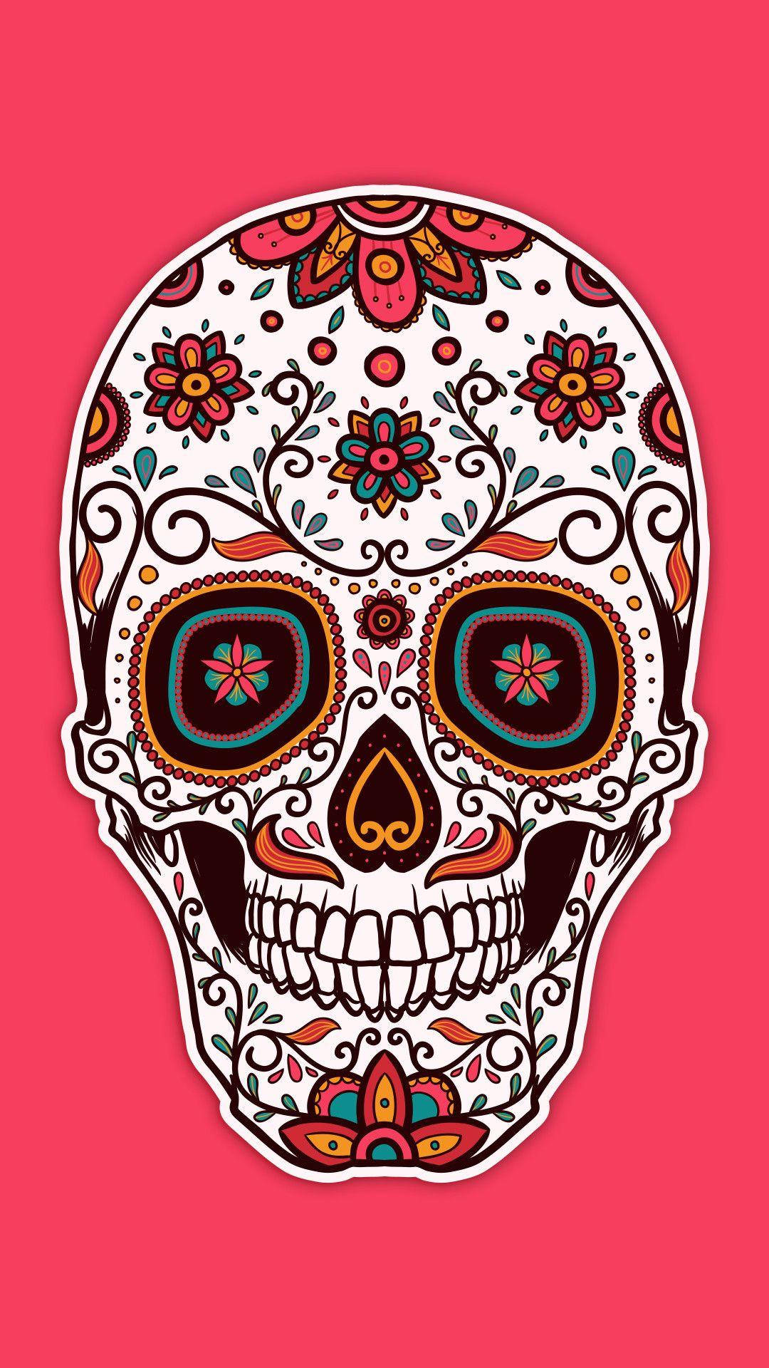 Chicano Floral Skull Art