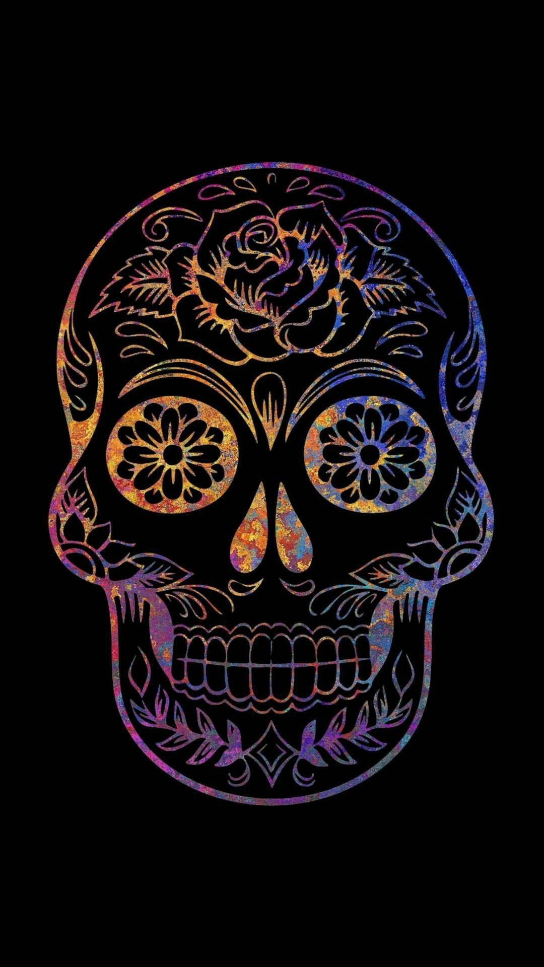 Chicano Sugar Skull Vector Wallpaper