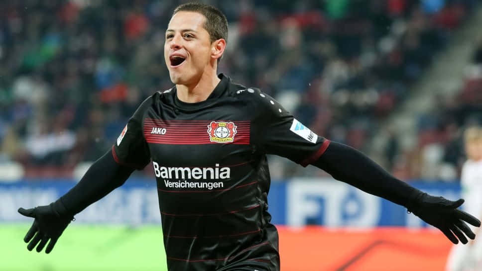 Chicharito Celebrating Goal Bayer Leverkusen Wallpaper