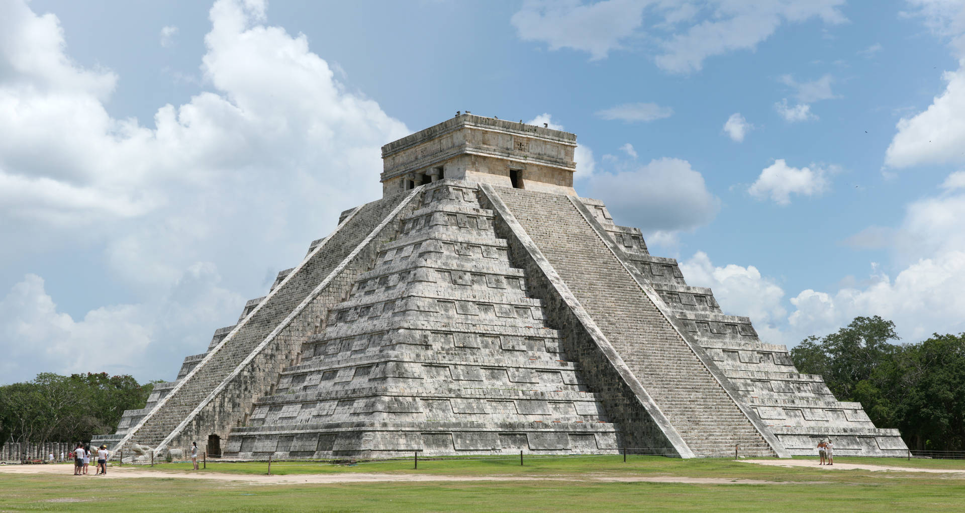 Chichen Itza Against A Cloudy Sky Background