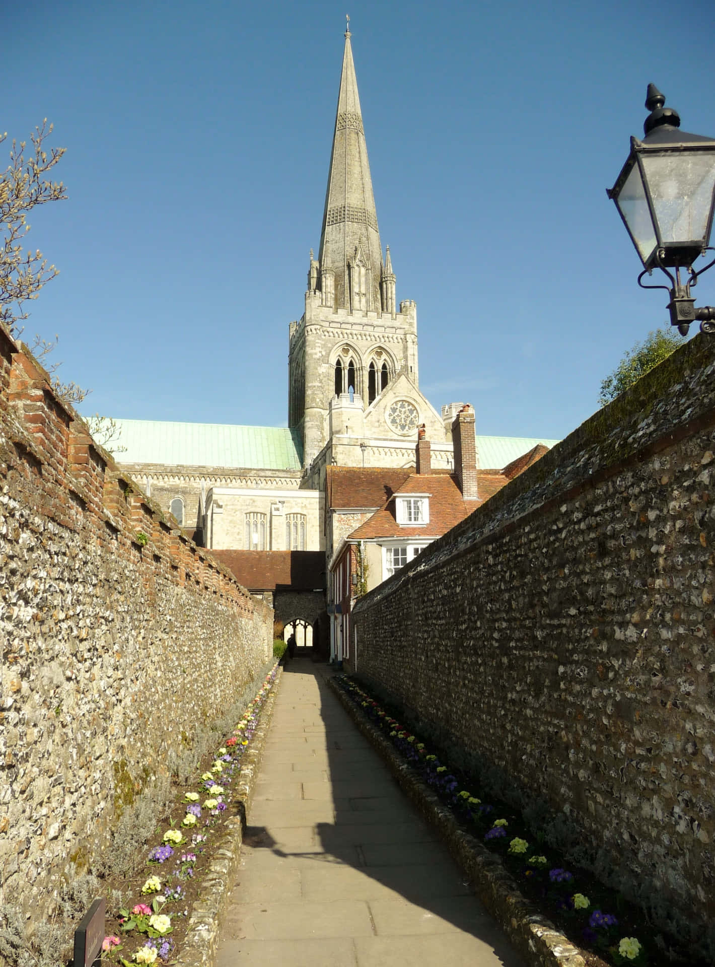 Chichester Cathedral Spire Pathway Wallpaper