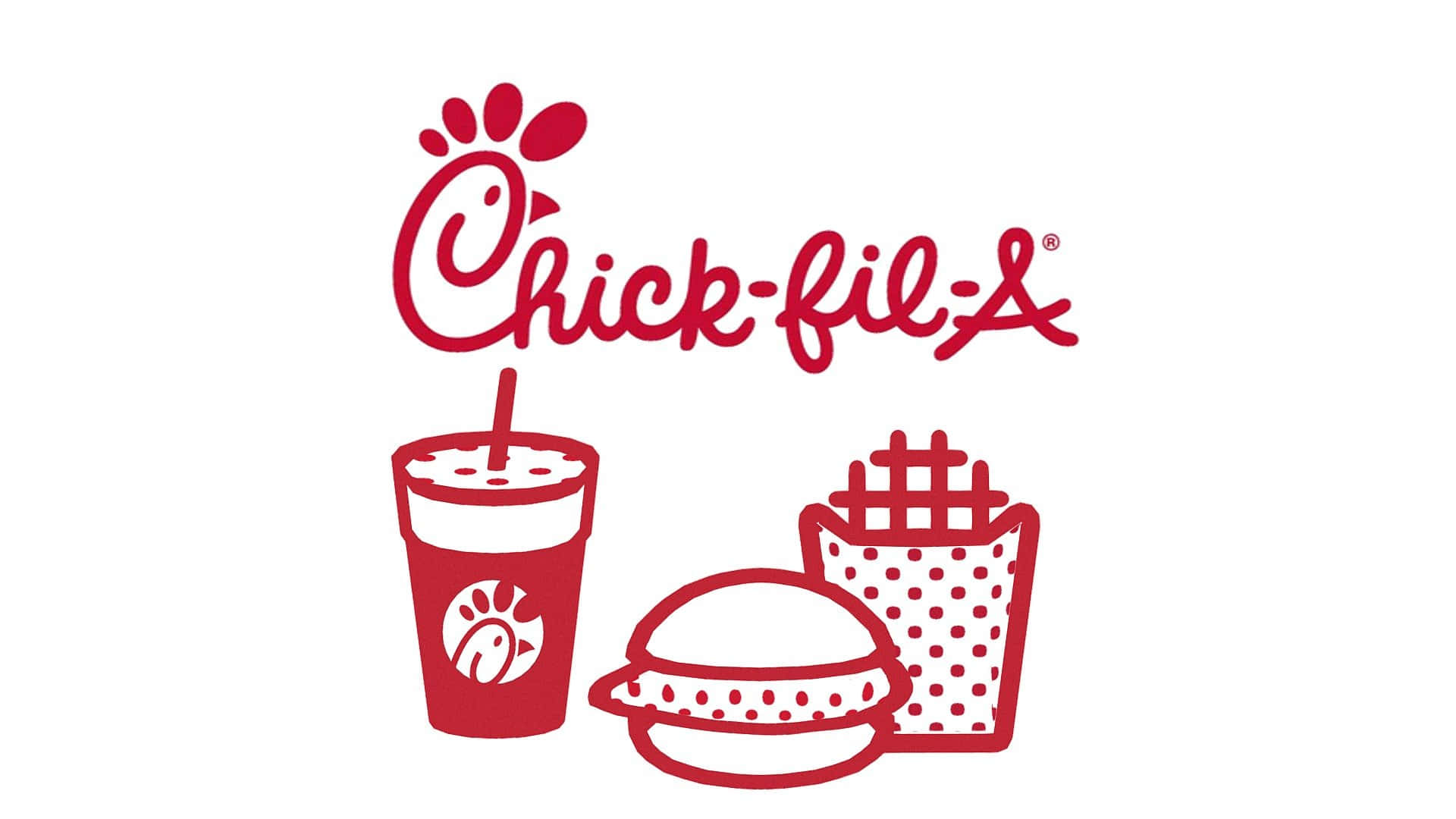 Chick Fil A Logo With A Burger And Fries