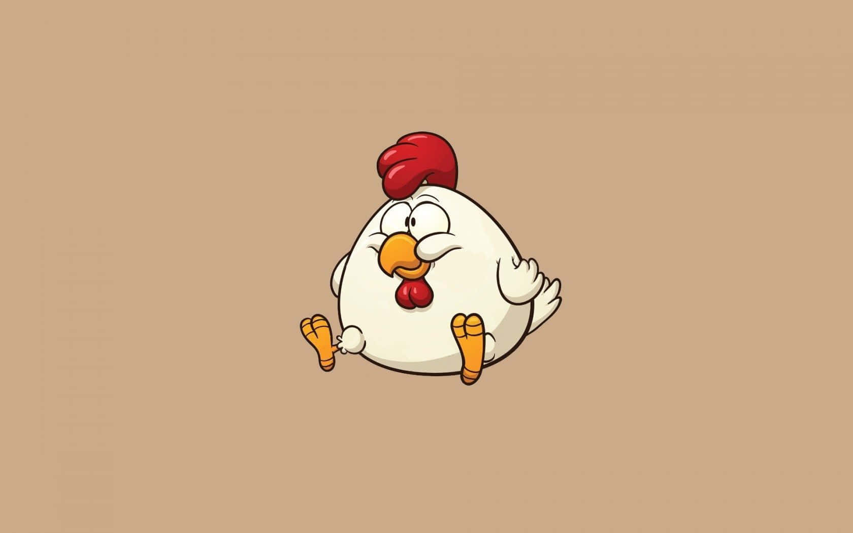 A Cartoon Chicken Is Standing On A Beige Background