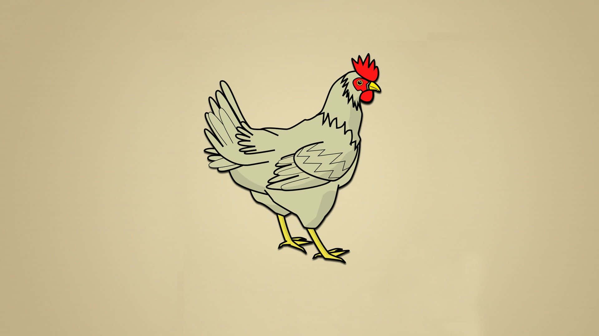 A Chicken Is Standing On A Beige Background