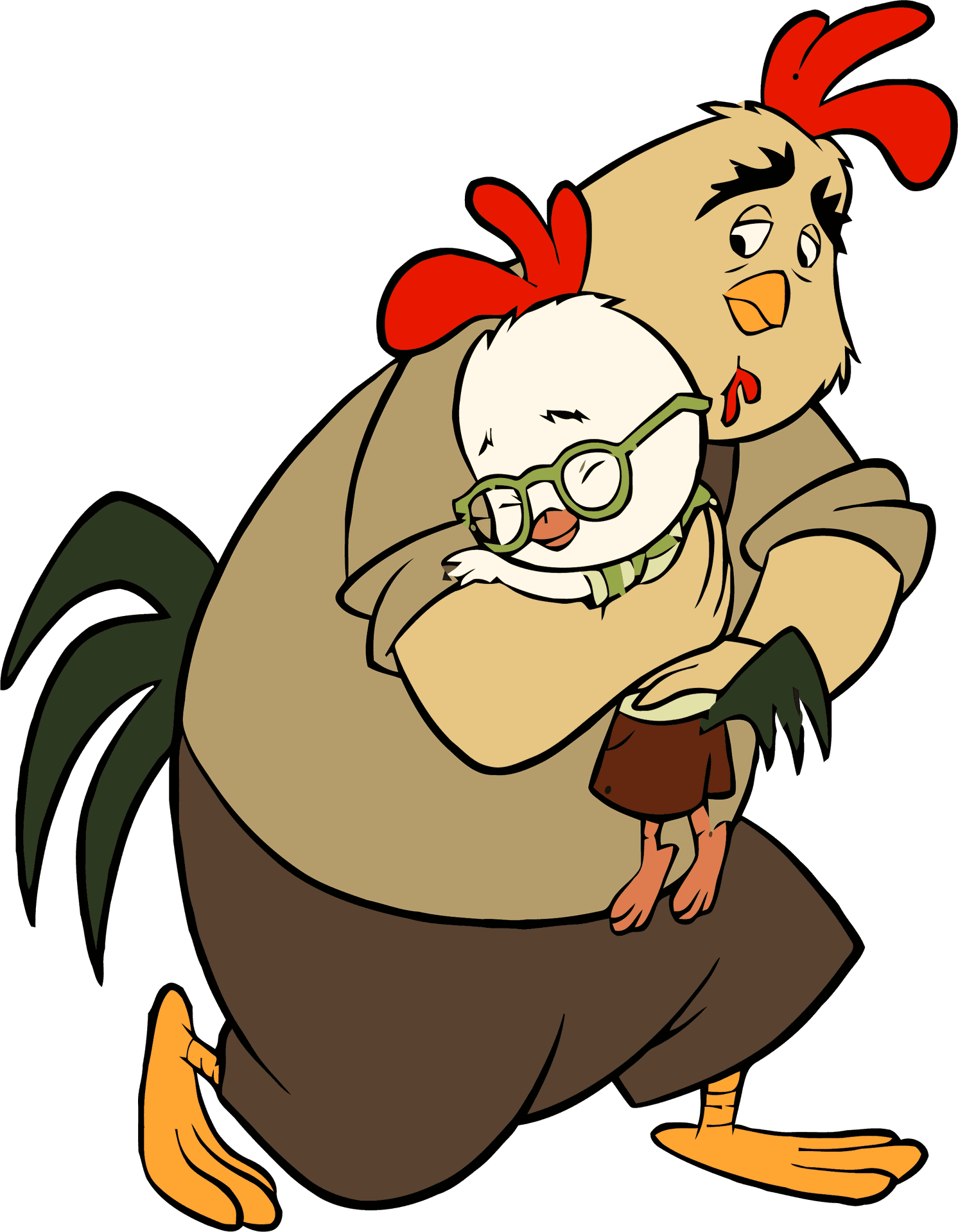 Chicken Hug Cartoon PNG