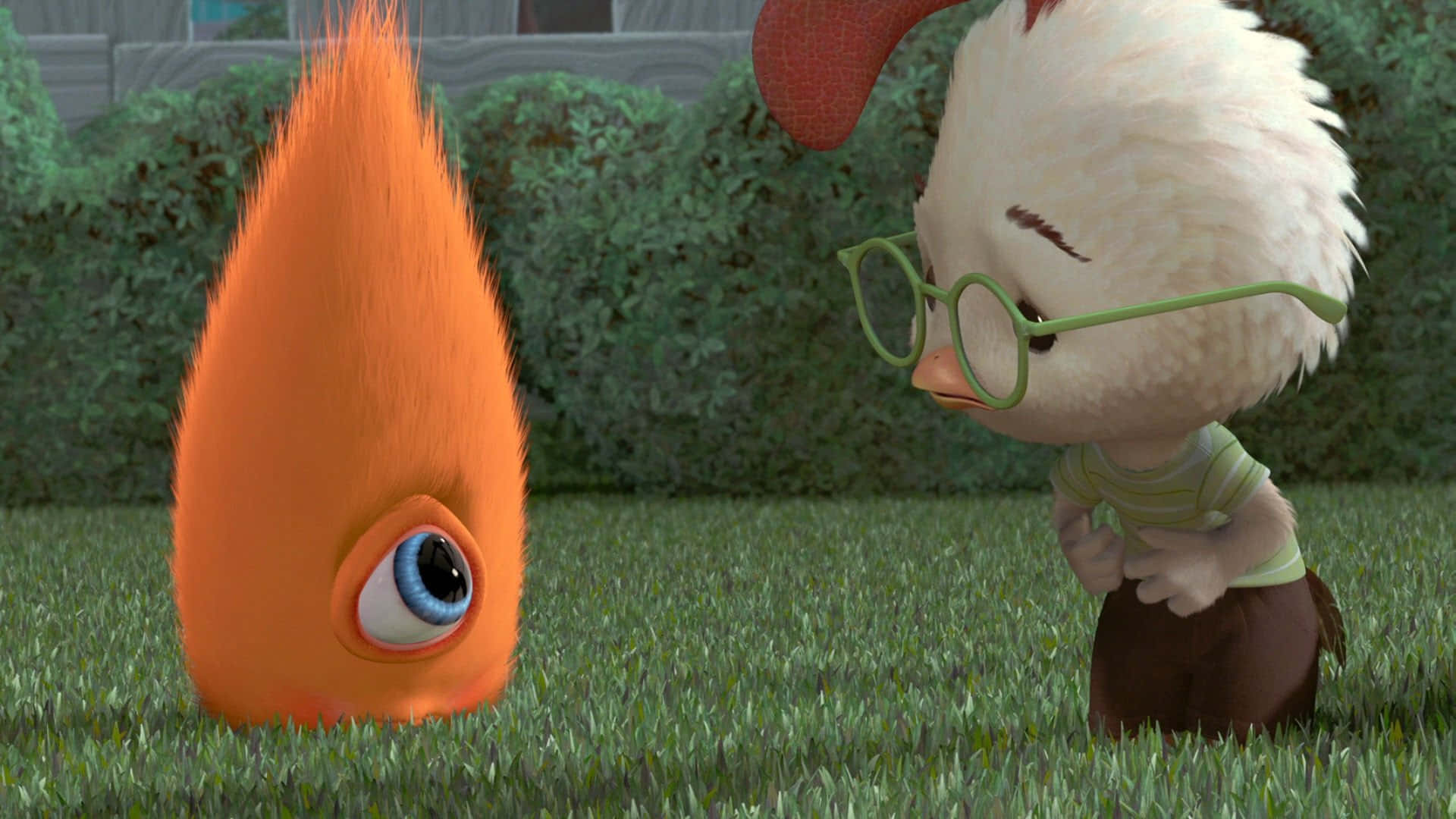 A Cartoon Character Is Looking At An Orange Fireball