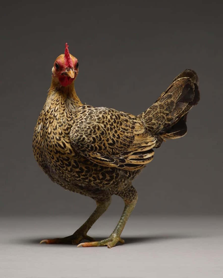 A Chicken Standing On A Gray Background